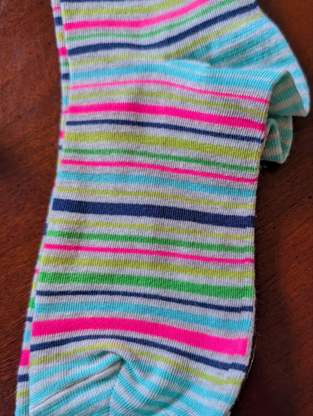Blue Q Multicolor Striped & Text Crew Socks - Pink, Green, Blue, Yellow - Picture 9 of 10